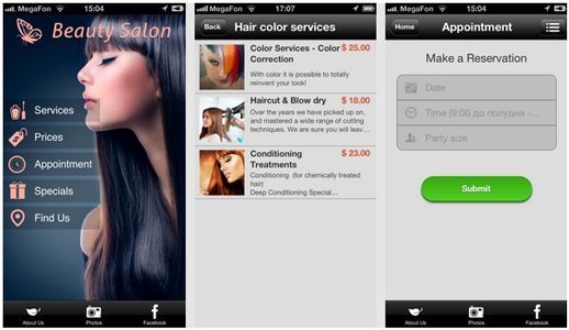 salon mobile app overview